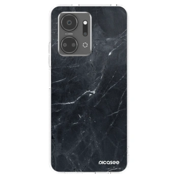 Picasee silikonska prozirna maskica za Honor X7a - Black marble