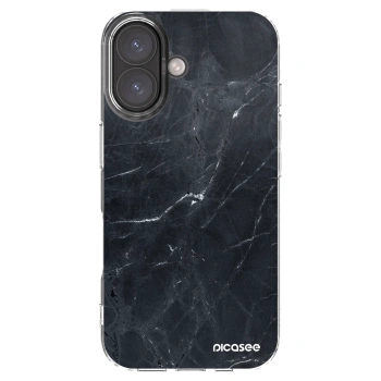 Picasee silikonska prozirna maskica za Apple iPhone 16 - Black marble