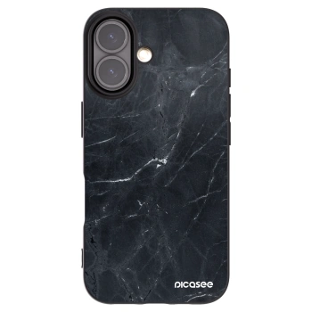 Picasee crna silikonska maskica za Apple iPhone 16 - Black marble