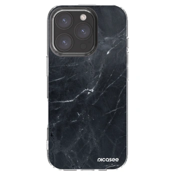 Picasee silikonska prozirna maskica za Apple iPhone 16 Pro - Black marble