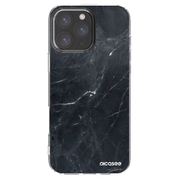 Picasee silikonska prozirna maskica za Apple iPhone 16 Pro Max - Black marble