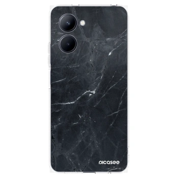 Picasee silikonska prozirna maskica za Realme C33 (2023) - Black marble