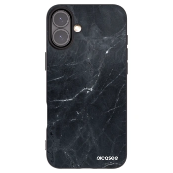 Picasee crna silikonska maskica za Apple iPhone 16 Plus - Black marble