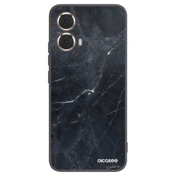Picasee crna silikonska maskica za Motorola Moto G85 - Black marble