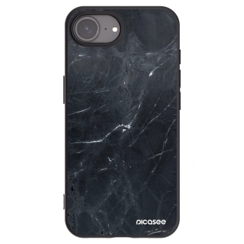 Picasee crna silikonska maskica za Apple iPhone 16e - Black marble