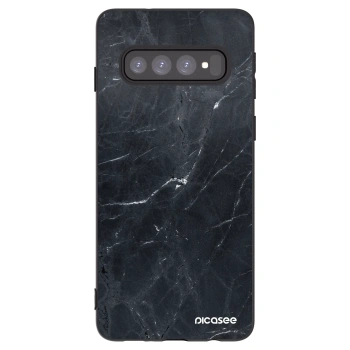 Picasee crna silikonska maskica za Samsung Galaxy S10 G973 - Black marble