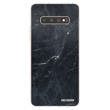 Picasee silikonska prozirna maskica za Samsung Galaxy S10 Plus G975 - Black marble