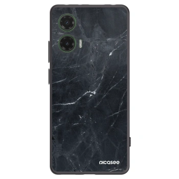 Picasee crna silikonska maskica za Motorola Moto G35 5G - Black marble