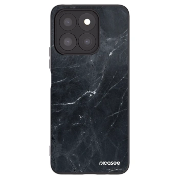 Picasee crna silikonska maskica za Honor X8c - Black marble