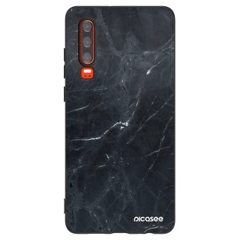 Picasee crna silikonska maskica za Huawei P30 - Black marble