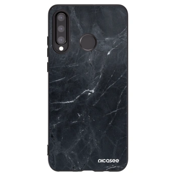 Picasee crna silikonska maskica za Huawei P30 Lite - Black marble