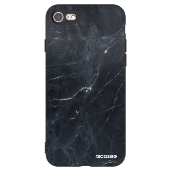 Picasee crna silikonska maskica za Apple iPhone SE 2020 - Black marble