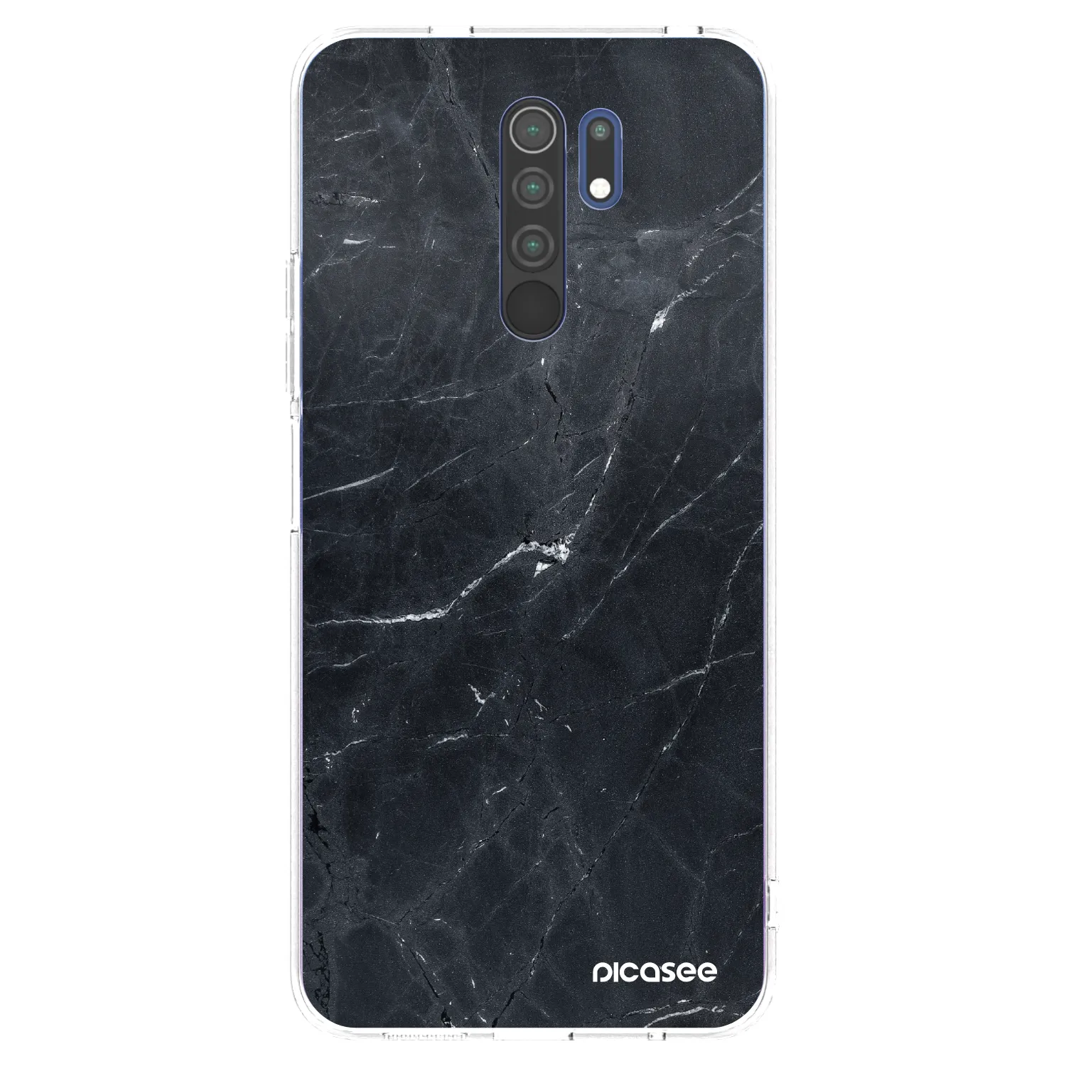 Picasee silikonska prozirna maskica za Xiaomi Redmi 9 - Black marble