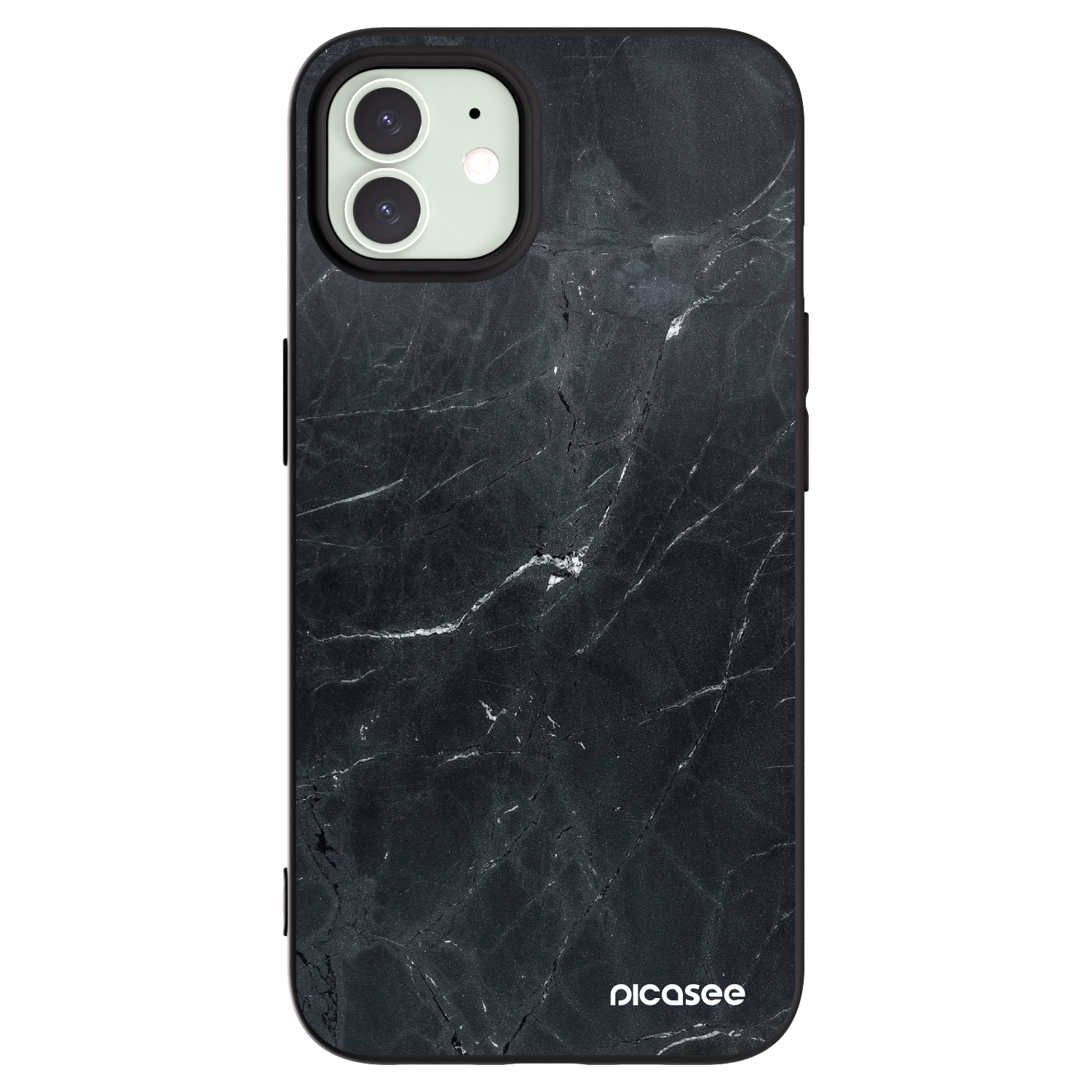 Picasee crna silikonska maskica za Apple iPhone 12 - Black marble