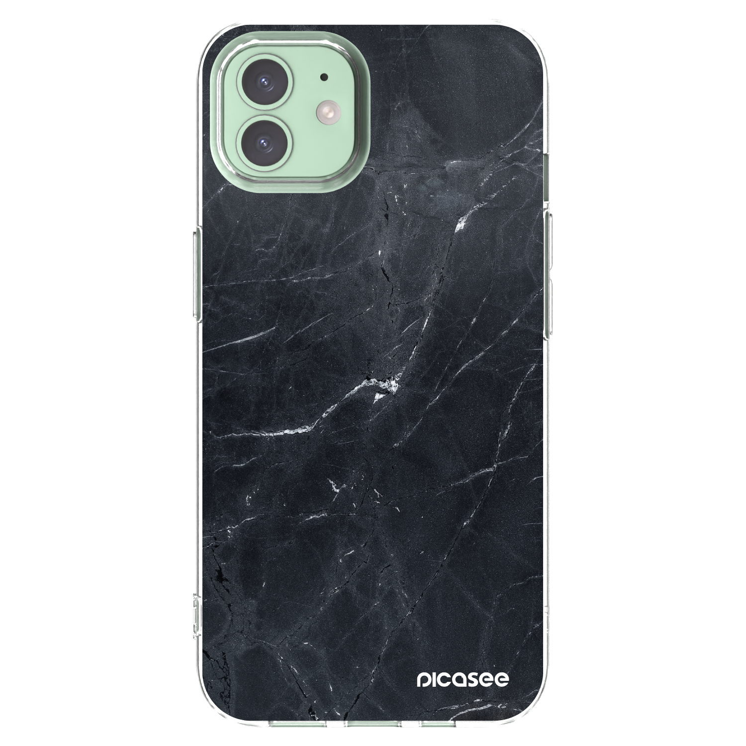 Picasee silikonska prozirna maskica za Apple iPhone 12 - Black marble