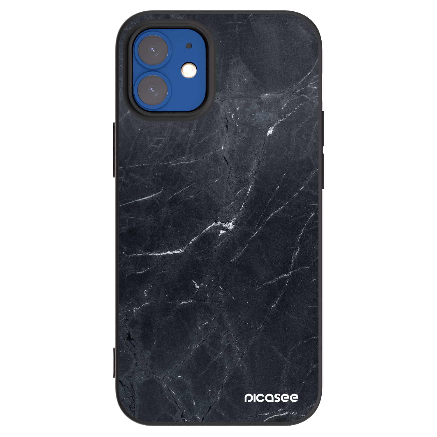 Picasee crna silikonska maskica za Apple iPhone 12 mini - Black marble