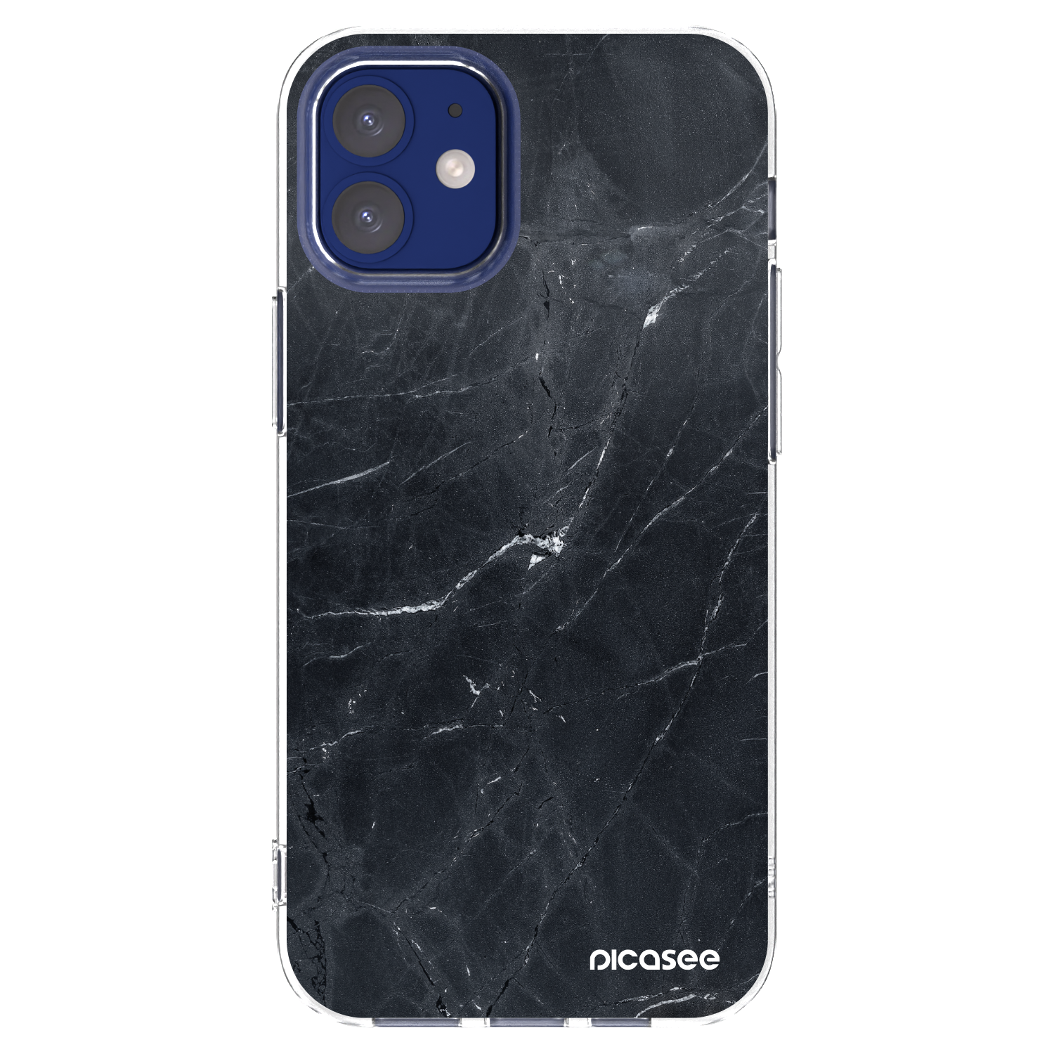 Picasee silikonska prozirna maskica za Apple iPhone 12 mini - Black marble