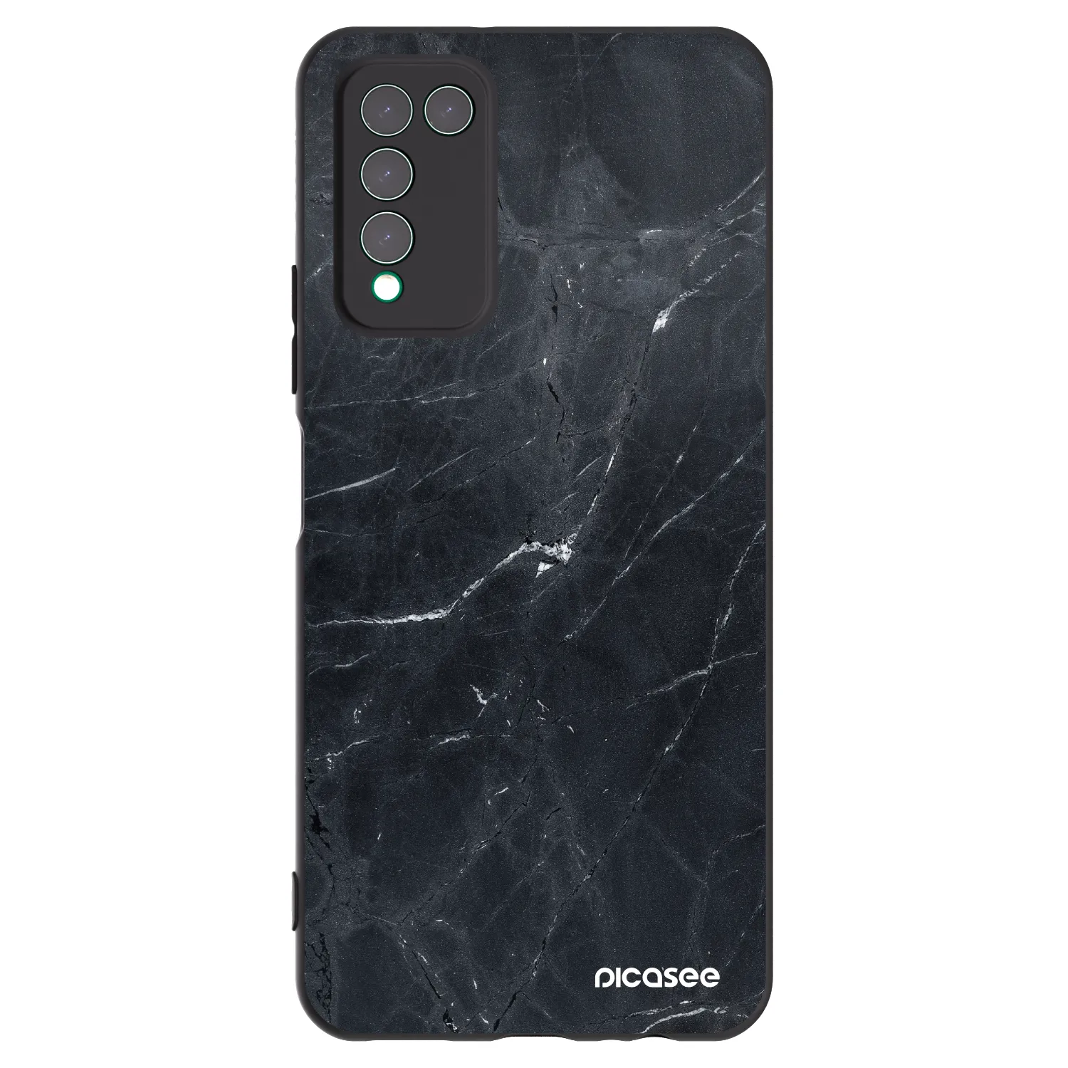 Picasee crna silikonska maskica za Honor 10X Lite - Black marble