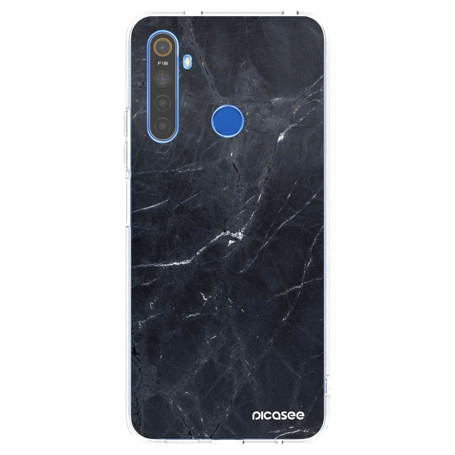 Picasee silikonska prozirna maskica za Realme 5 - Black marble