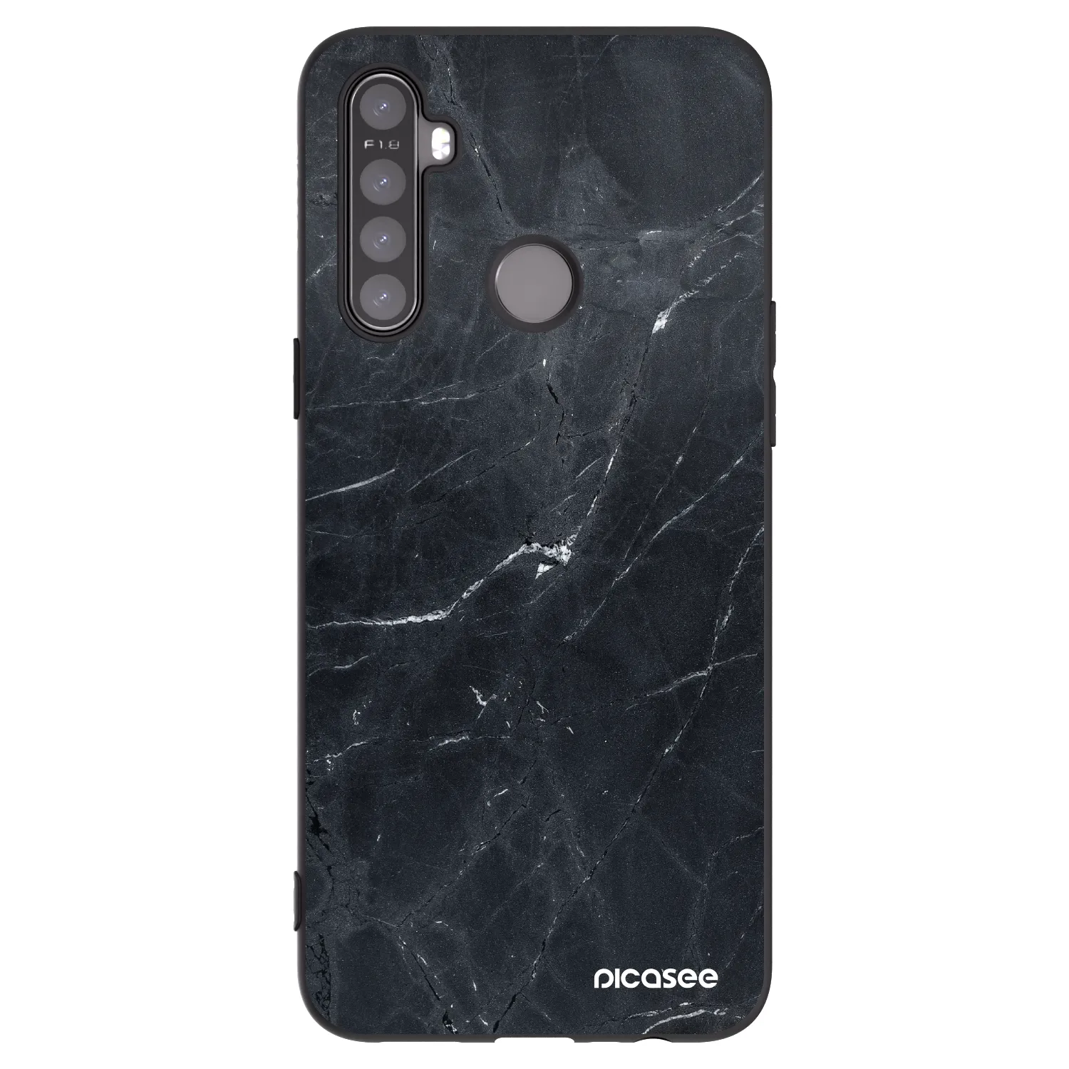 Picasee crna silikonska maskica za Realme 5 - Black marble