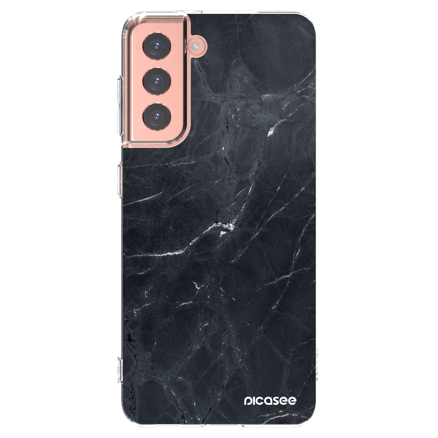 Picasee silikonska prozirna maskica za Samsung Galaxy S21 5G G991B - Black marble