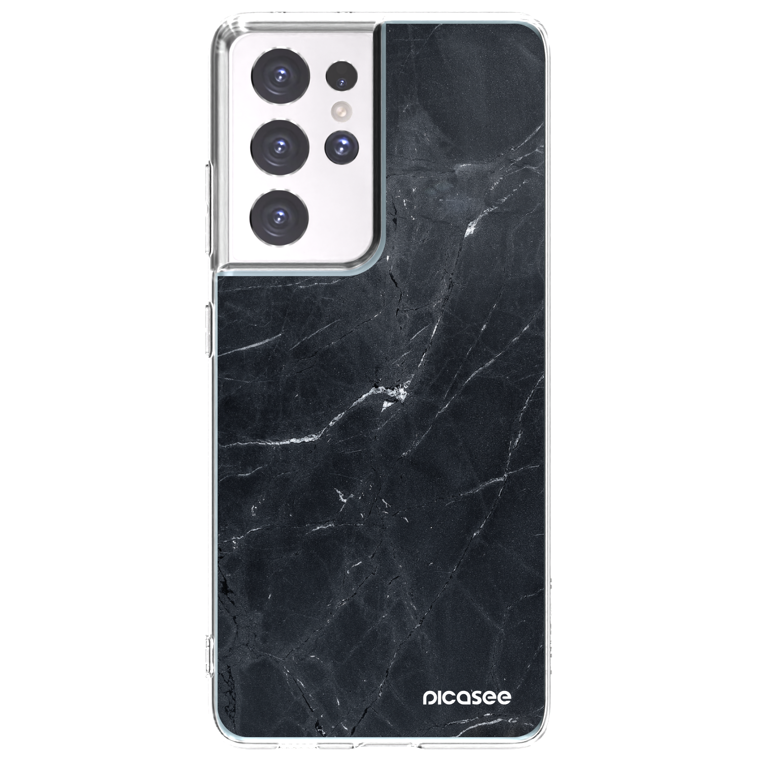 Picasee silikonska prozirna maskica za Samsung Galaxy S21 Ultra 5G G998B - Black marble