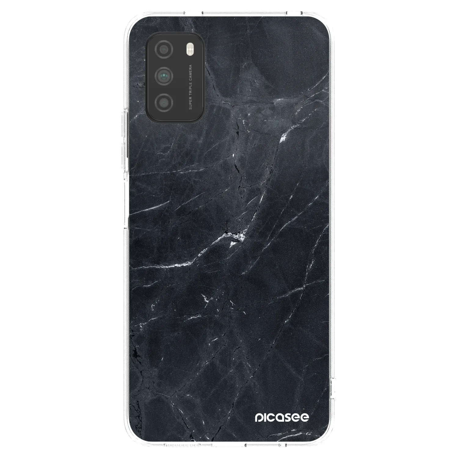 Picasee silikonska prozirna maskica za Xiaomi Poco M3 - Black marble