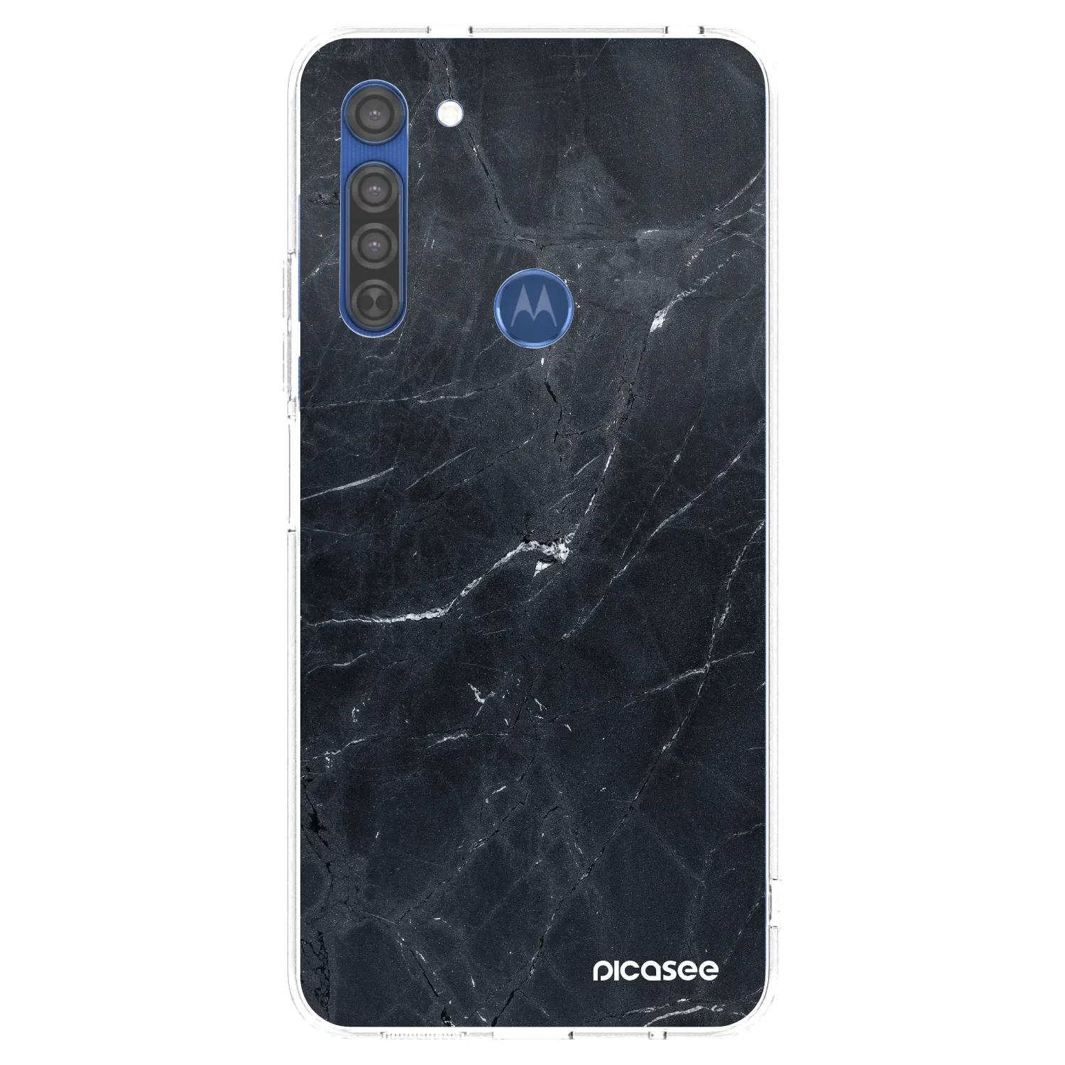 Picasee silikonska prozirna maskica za Motorola Moto G8 - Black marble