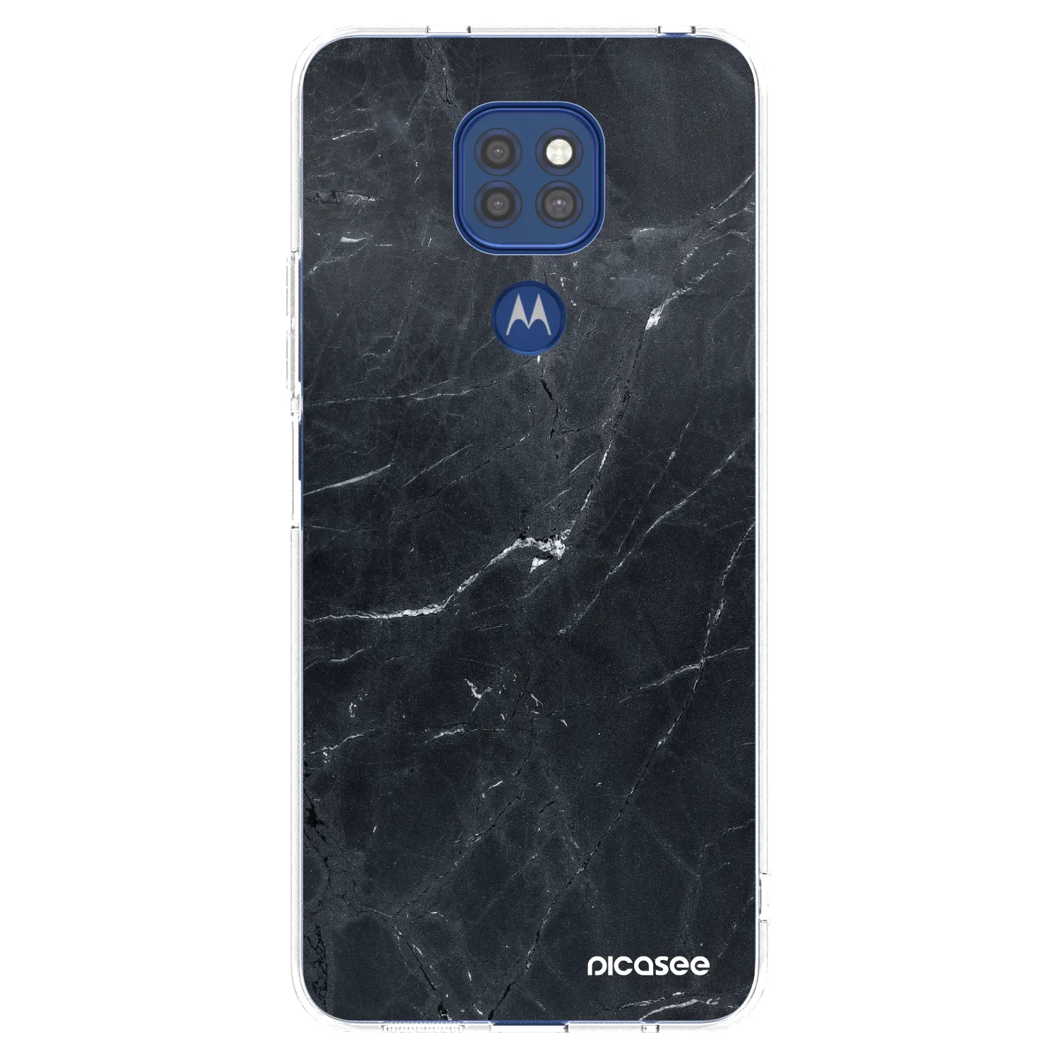 Picasee silikonska prozirna maskica za Motorola Moto G9 Play - Black marble