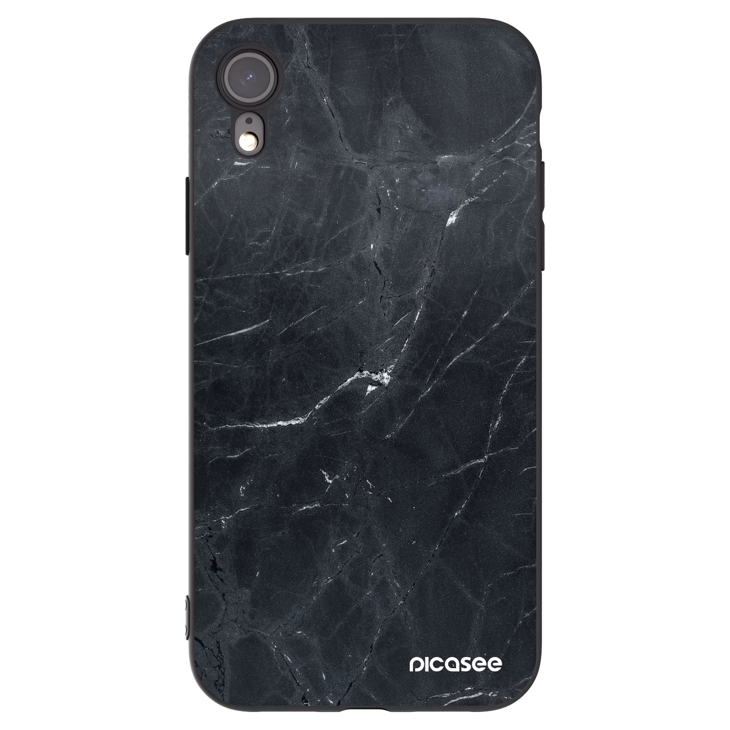 Picasee crna silikonska maskica za Apple iPhone XR - Black marble