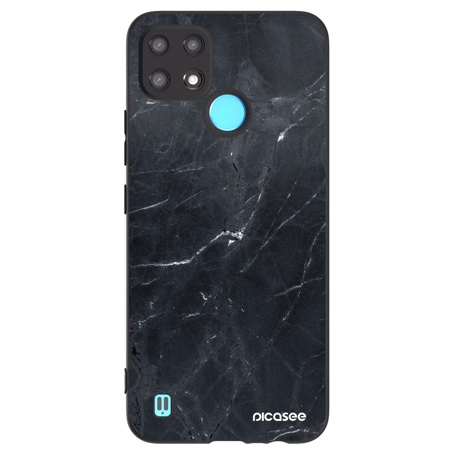 Picasee crna silikonska maskica za Realme C21 - Black marble
