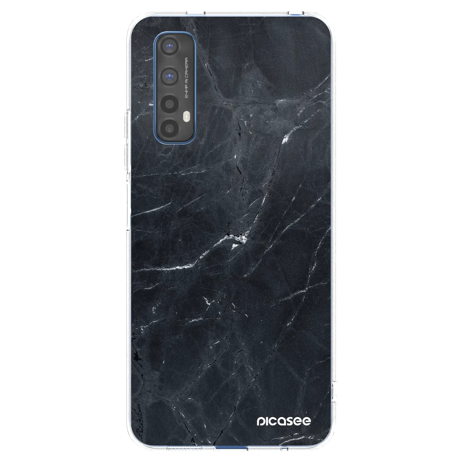 Picasee silikonska prozirna maskica za Realme 7 - Black marble