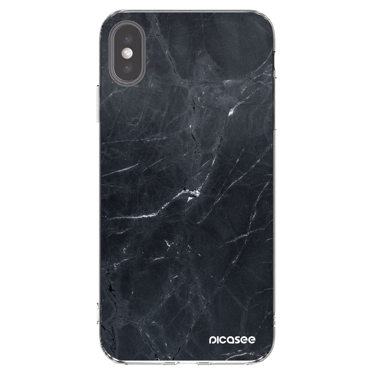 Picasee silikonska prozirna maskica za Apple iPhone XS Max - Black marble