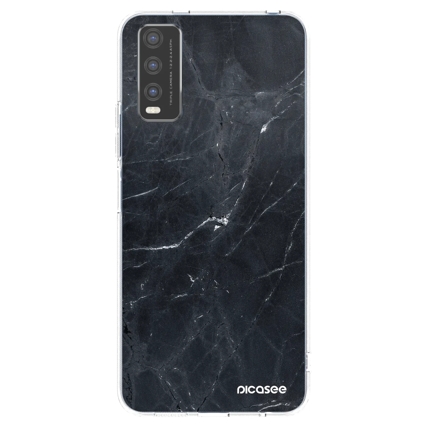 Picasee silikonska prozirna maskica za Vivo Y20s - Black marble