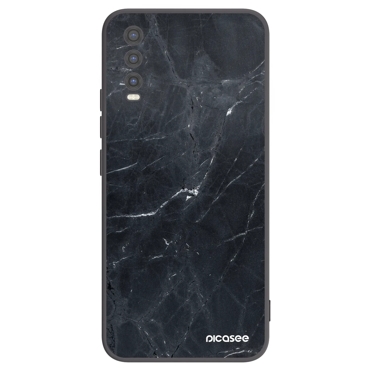 Picasee crna silikonska maskica za Vivo Y20s - Black marble