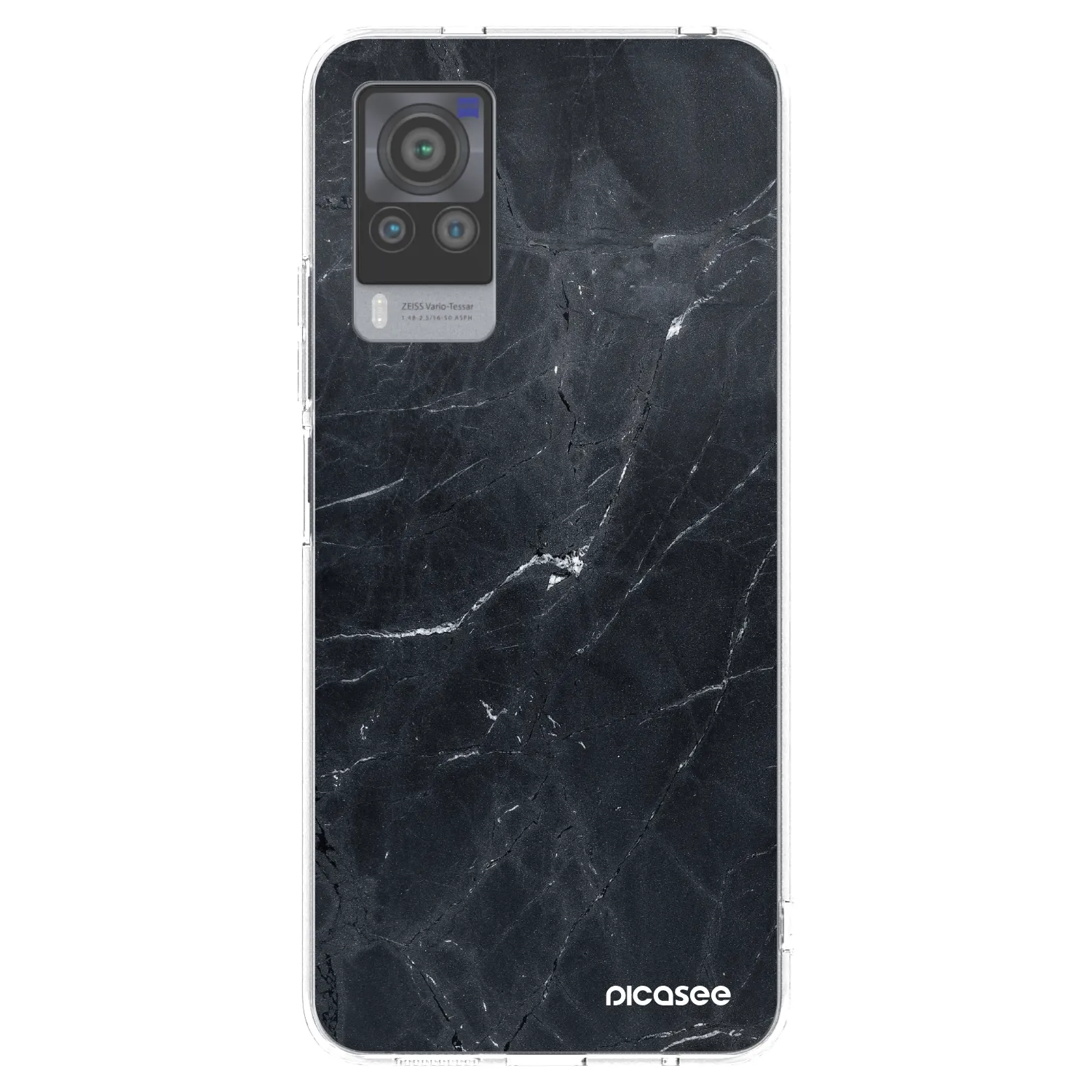 Picasee silikonska prozirna maskica za Vivo X60 Pro 5G - Black marble
