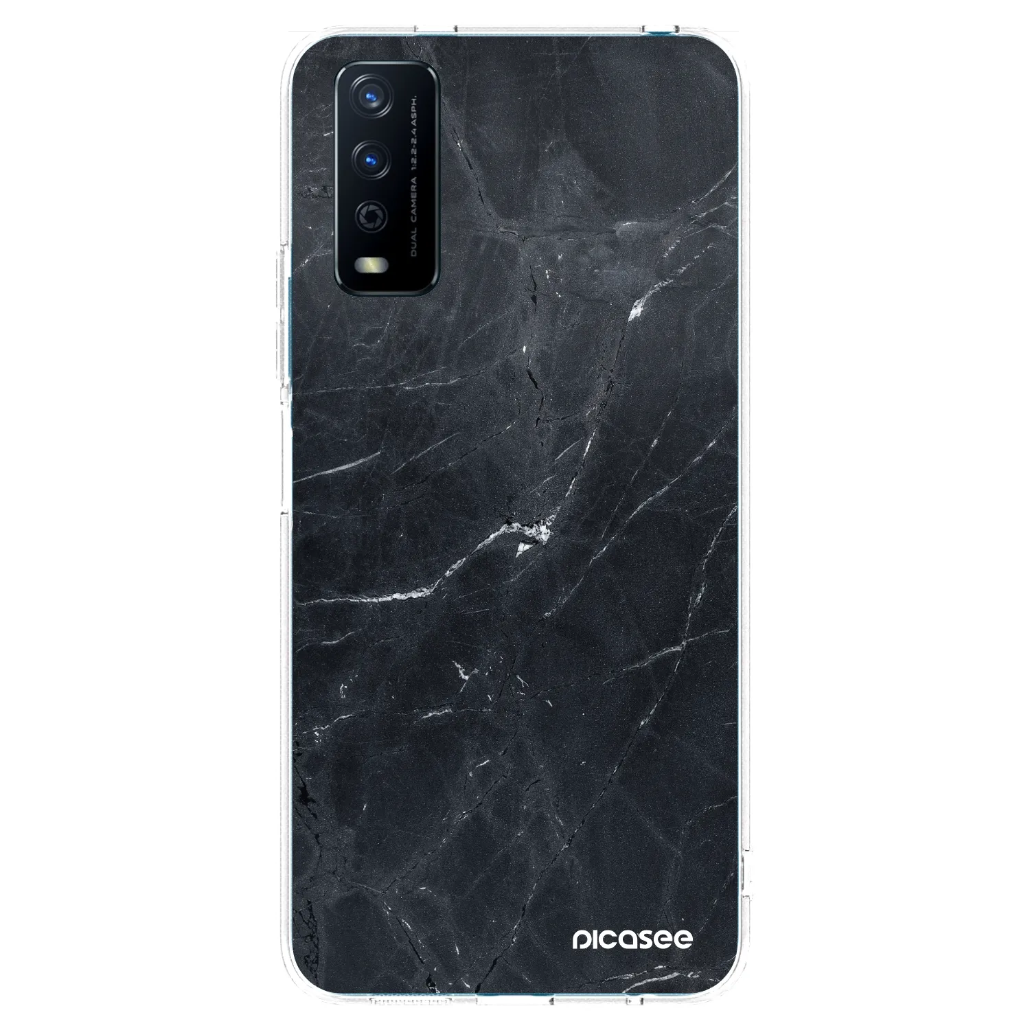 Picasee silikonska prozirna maskica za Vivo Y11s - Black marble
