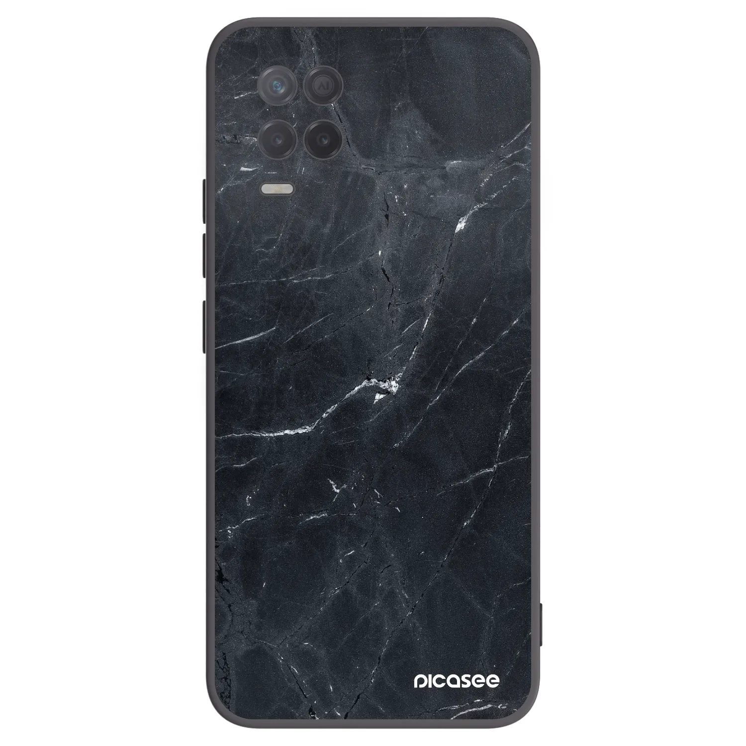 Picasee crna silikonska maskica za Realme 8 5G - Black marble
