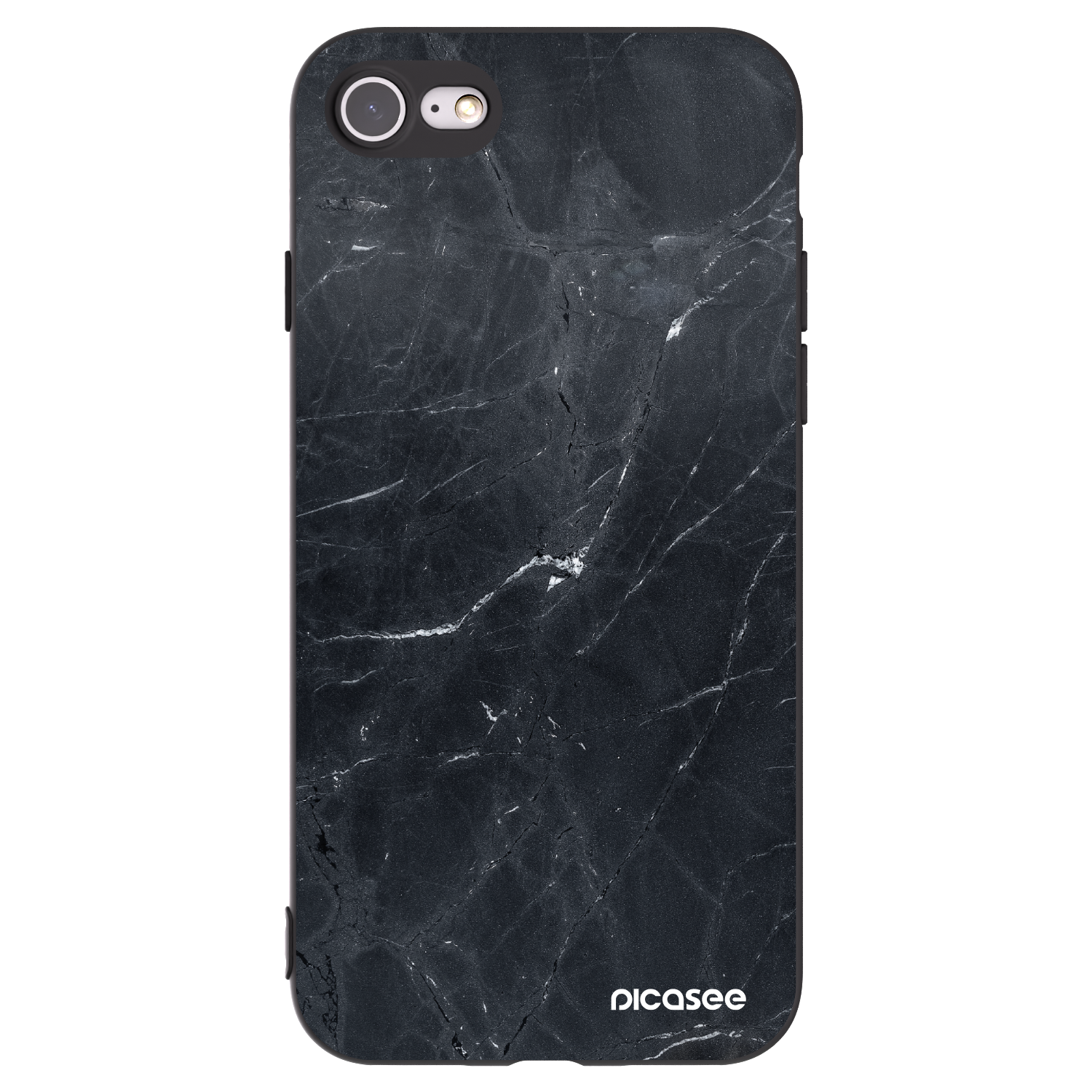 Picasee crna silikonska maskica za Apple iPhone SE 2022 - Black marble