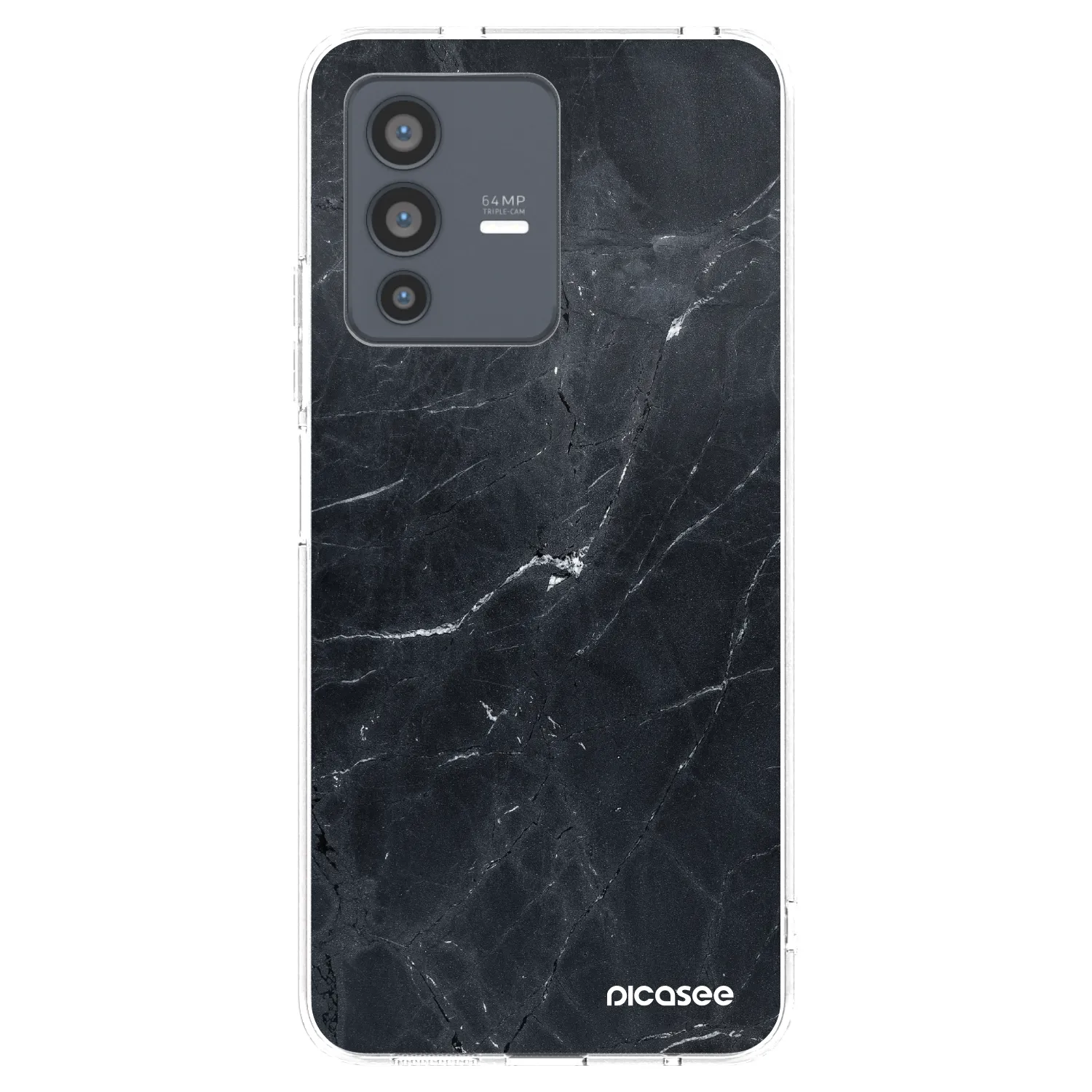 Picasee silikonska prozirna maskica za Vivo V23 5G - Black marble
