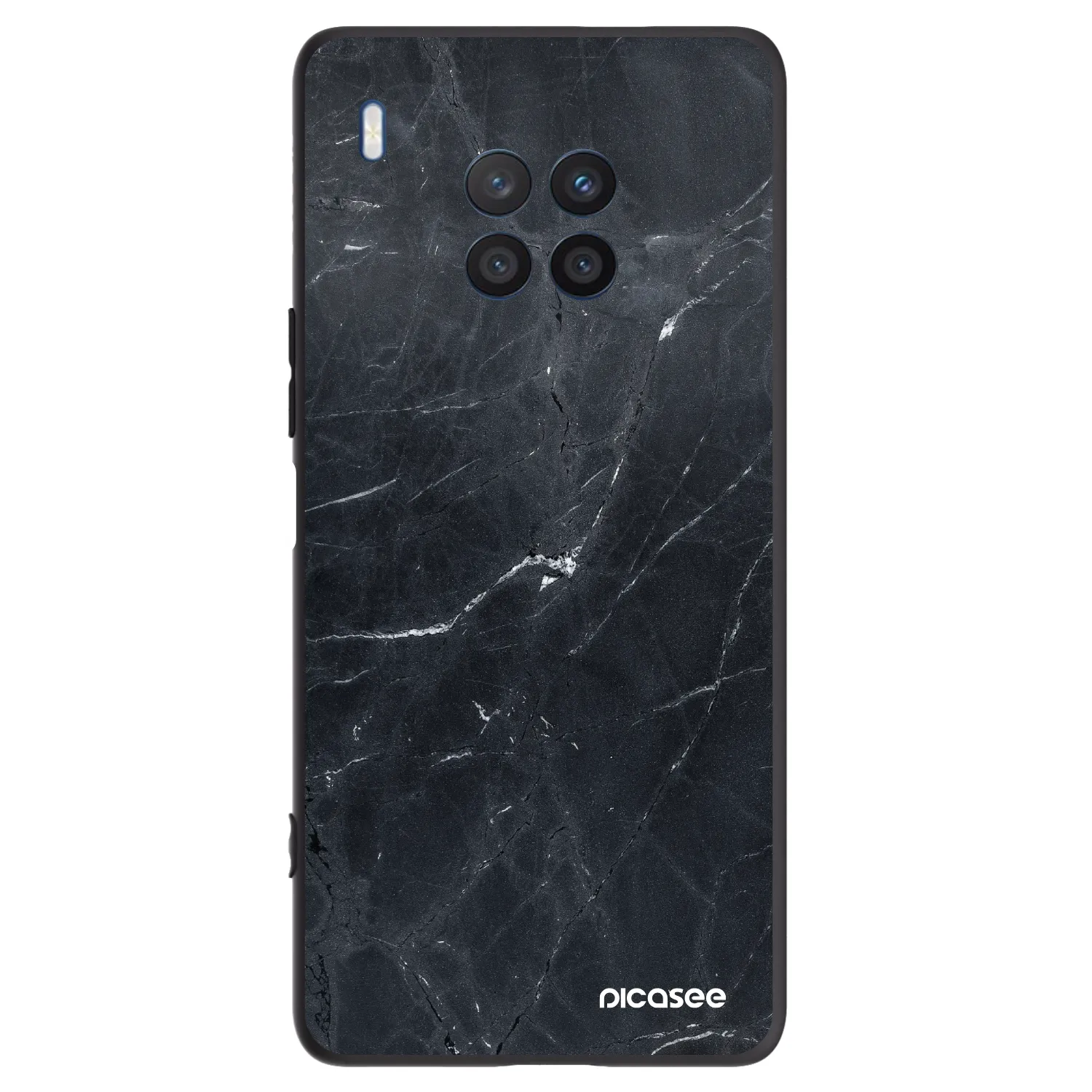 Picasee crna silikonska maskica za Honor 50 Lite - Black marble