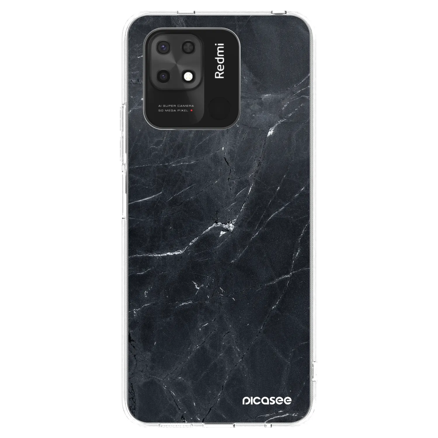 Picasee silikonska prozirna maskica za Xiaomi Redmi 10C - Black marble