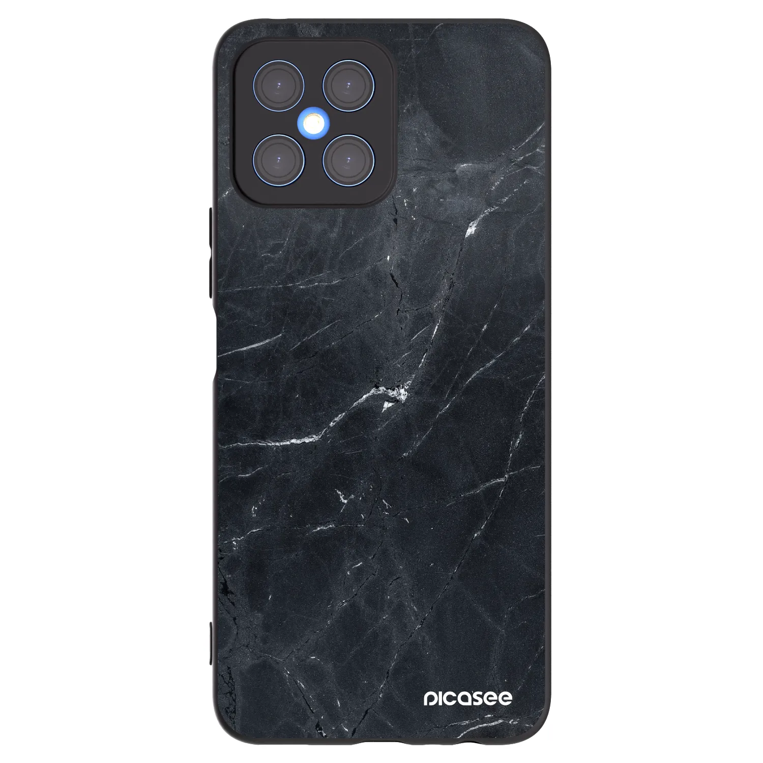 Picasee crna silikonska maskica za Honor X8 4G - Black marble