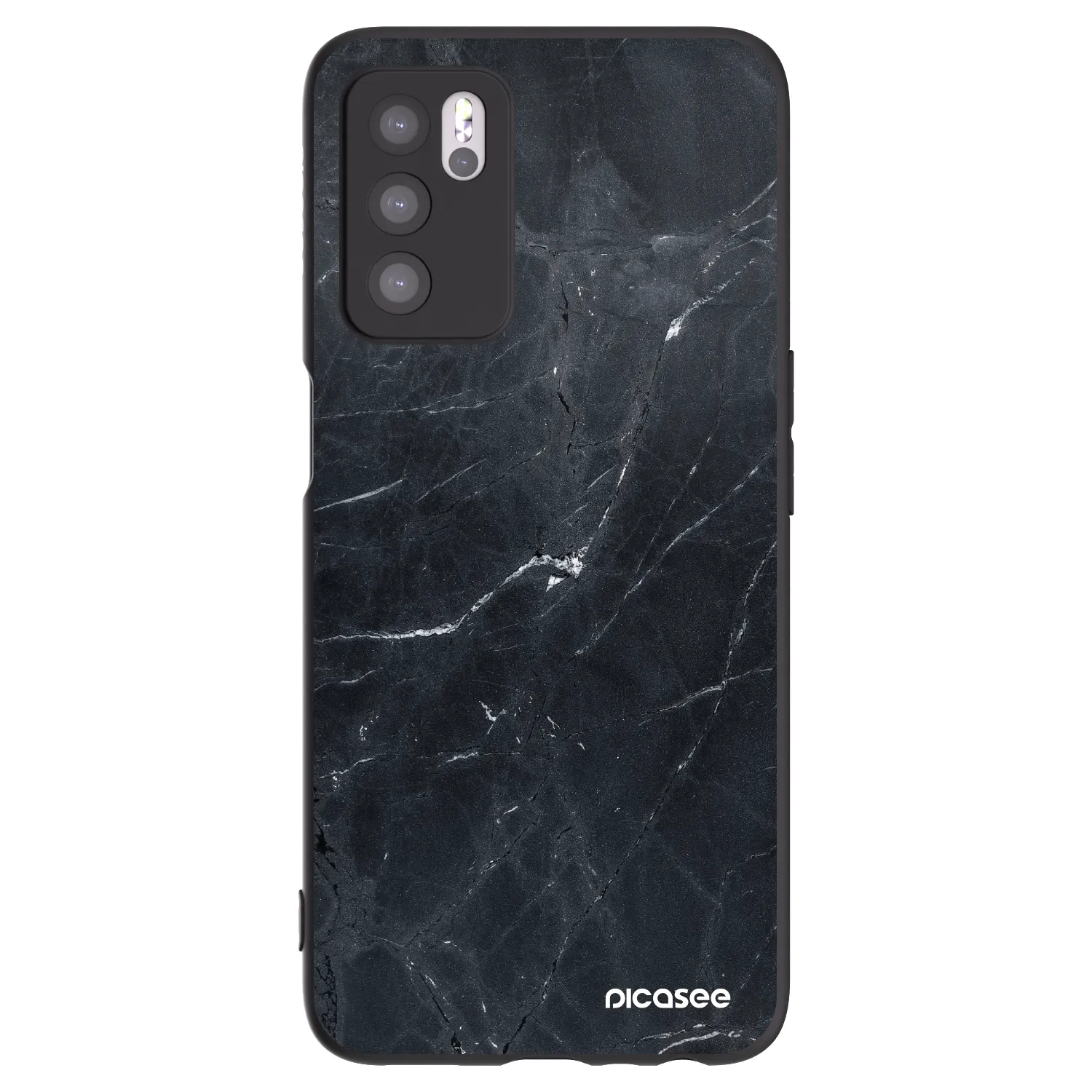 Picasee crna silikonska maskica za OPPO A16s - Black marble