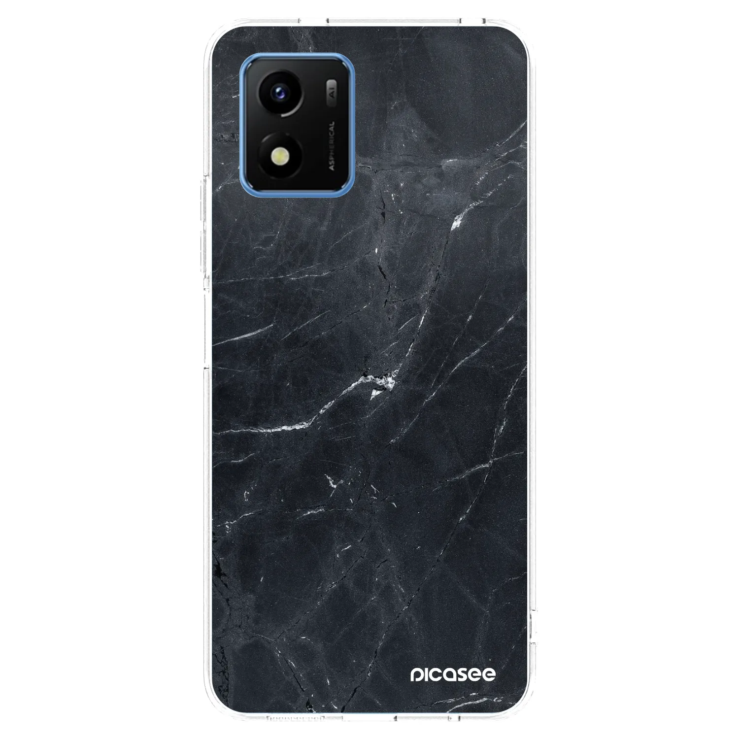 Picasee silikonska prozirna maskica za Vivo Y01 - Black marble
