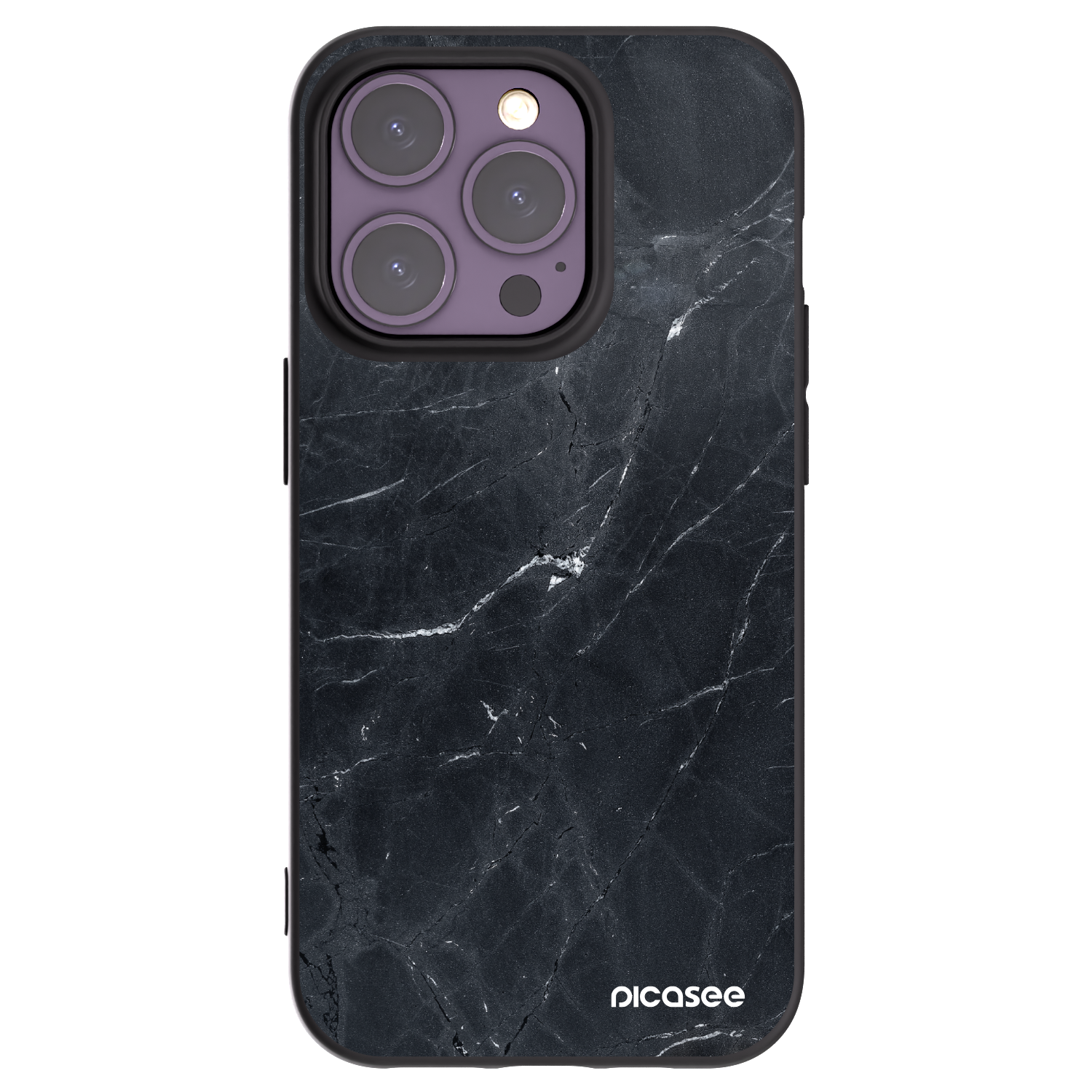 Picasee crna silikonska maskica za Apple iPhone 14 Pro - Black marble