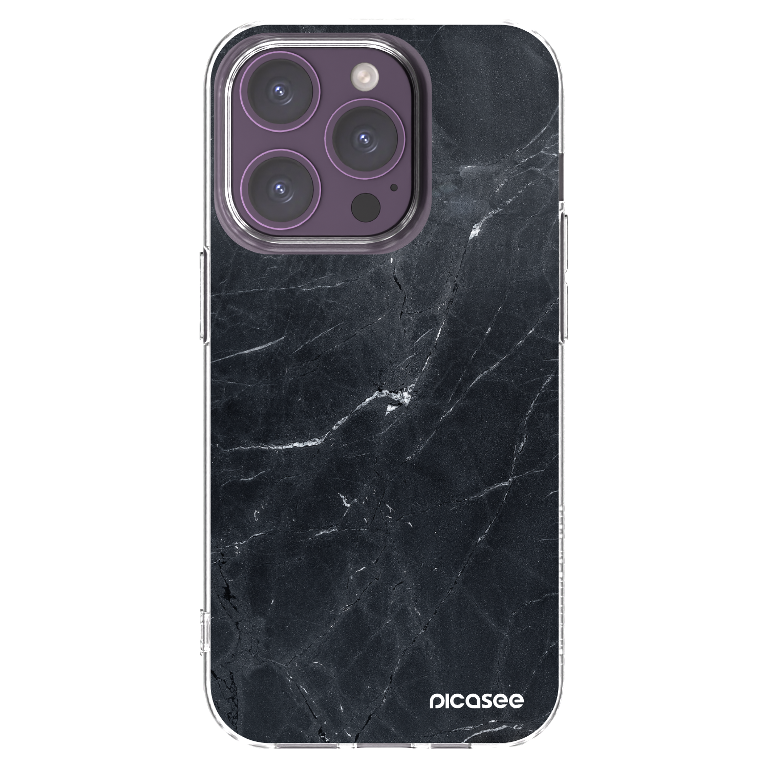 Picasee silikonska prozirna maskica za Apple iPhone 14 Pro - Black marble