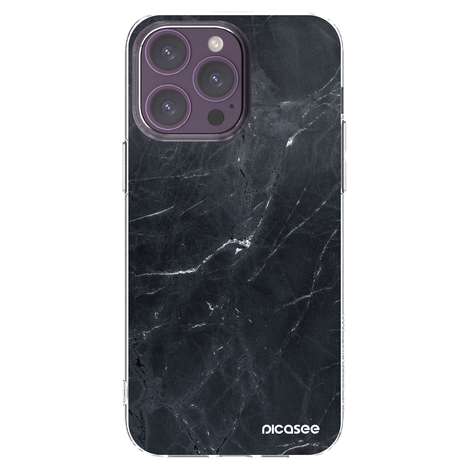 Picasee silikonska prozirna maskica za Apple iPhone 14 Pro Max - Black marble
