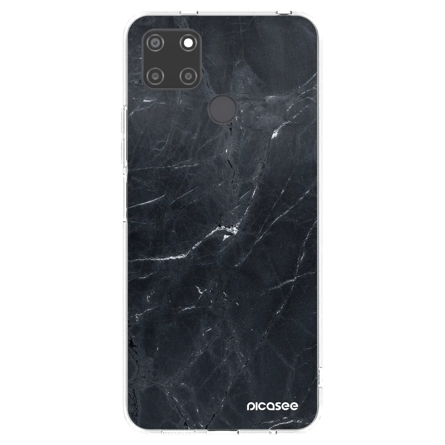 Picasee silikonska prozirna maskica za Realme C21Y - Black marble