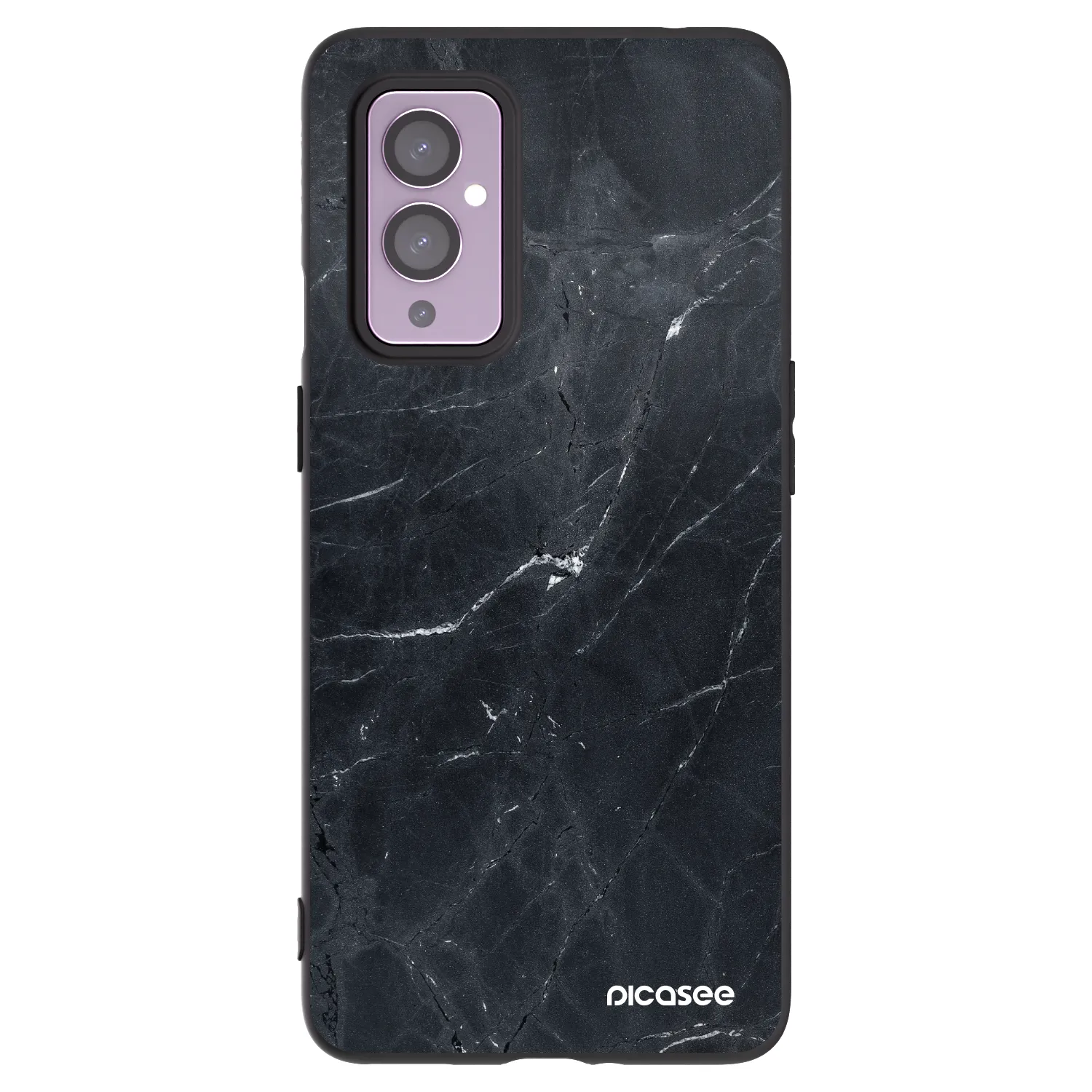 Picasee crna silikonska maskica za OnePlus 9 - Black marble